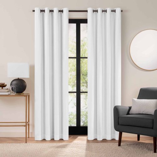 White Eclipse Luxury Cotton Velvet 100%25 Blackout Grommet Curtain Panel 